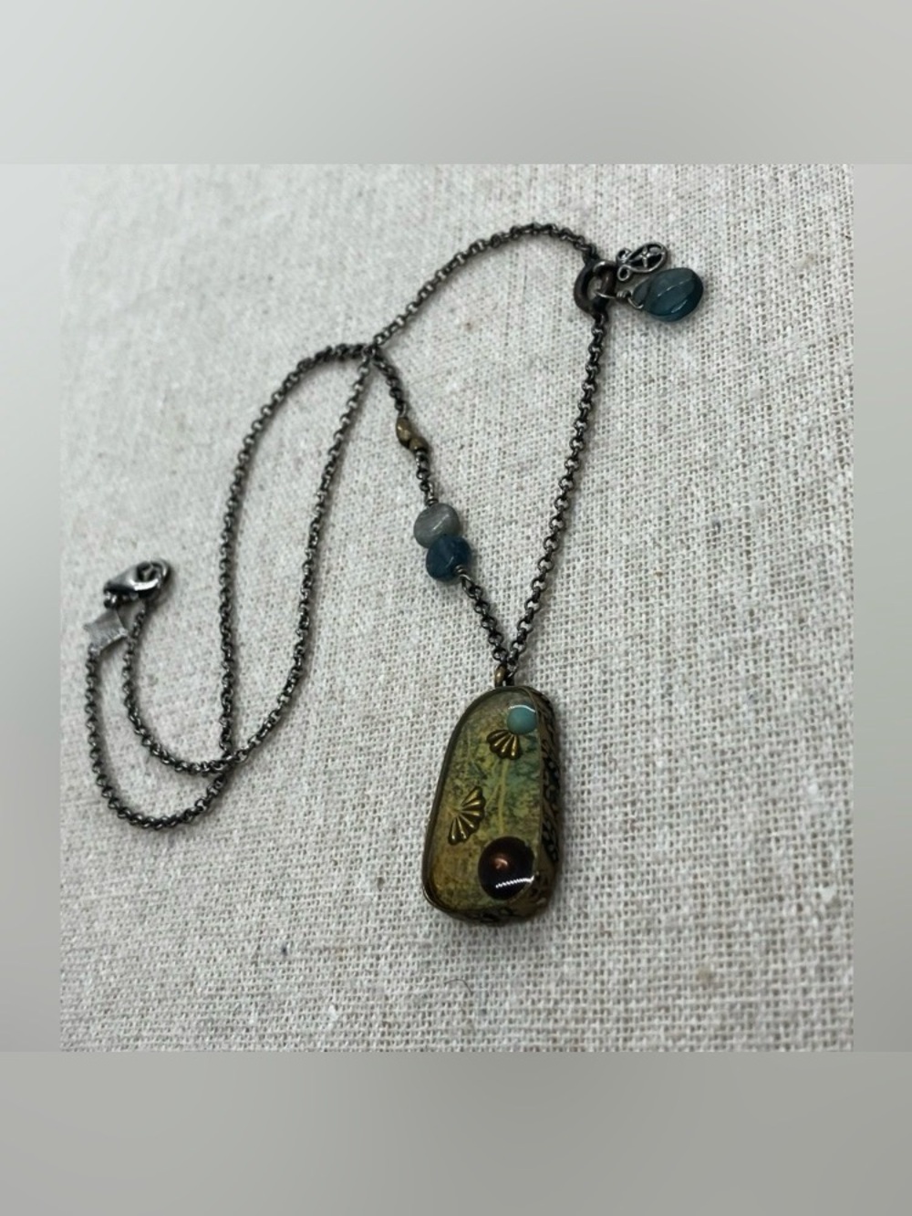 Silpada 925 Sterling Silver & Mixed Metal & Kyanite Shadowbox Necklace | N2433
